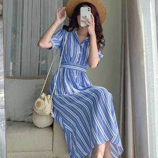 Váy sơ mi kẻ kèm dây đai Min Design
