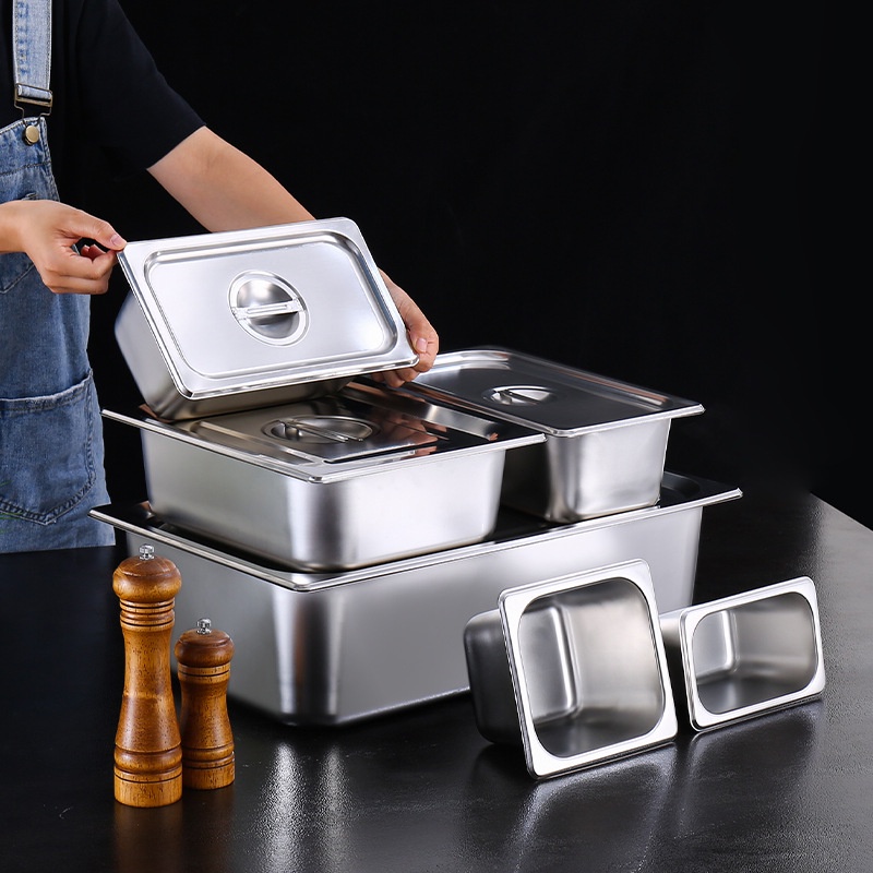 Khay GN inox 1/4 đựng thực phẩm, đựng thạch topping cao cấp nhiều kích thước