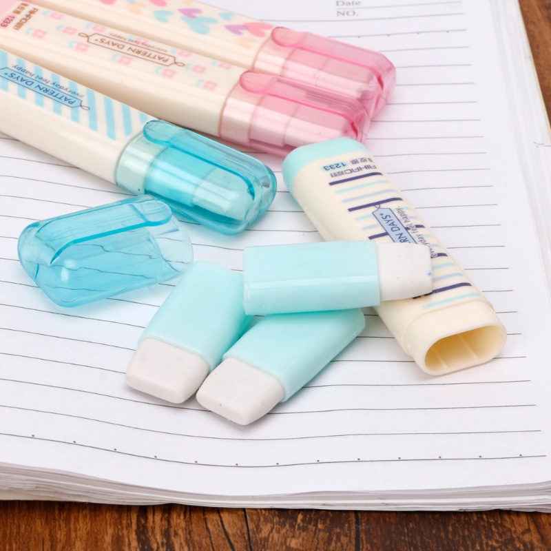 Gôm Tẩy Dạng Bút Chì Họa Tiết Sọc/Trái Tim/Bông Hoa Dễ Thương Cho Bé