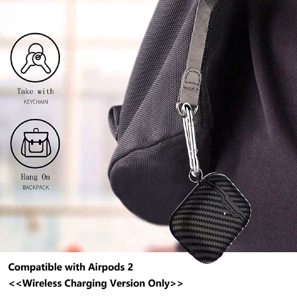 Vỏ bọc sợi cacbon bảo vệ hộp sạc tai nghe thích hợp cho Apple Airpods2