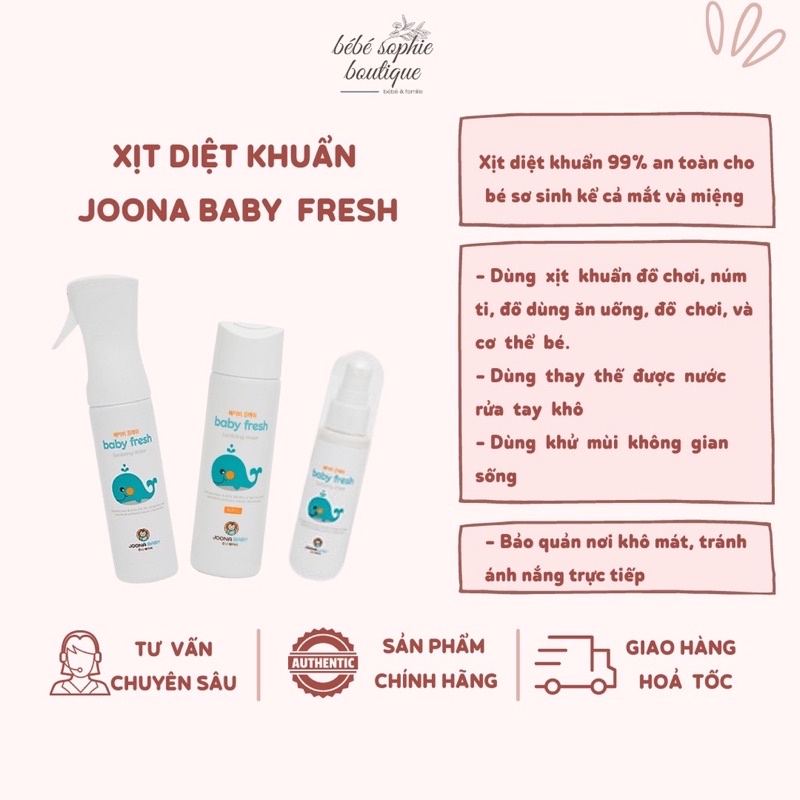 Xịt diệt khuẩn khử mùi Baby Fresh-Joona Baby 300ml -Baby Fresh Santinizing and Deodorizing Spray