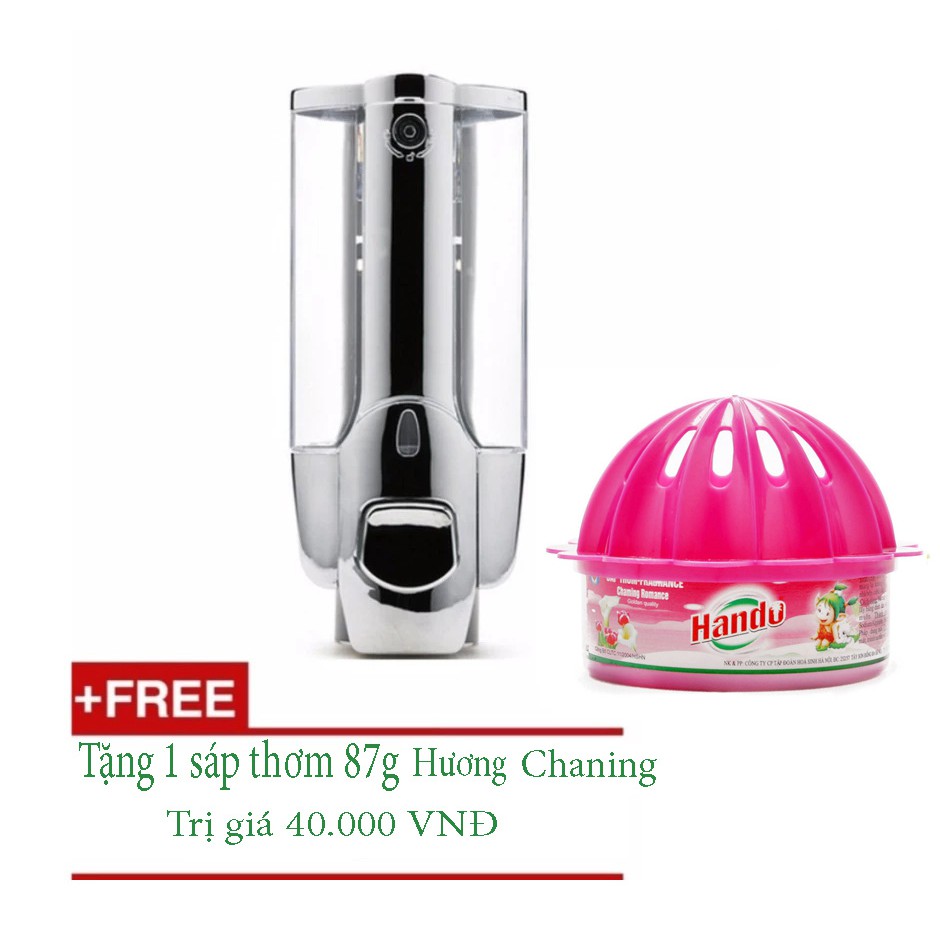 Hộp xà phòng treo tường nhấn 1 bình + Tặng kèm 1 sáp thơm cao cấp 87g Hương Dâu