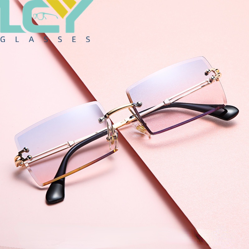 Lcyy Kính Râm Thời Trang Đường Phố ins Gọng Vuông Không Gọng Màu gradient Phong Cách Âu Mỹ Mới (Hàng Có Sẵn)