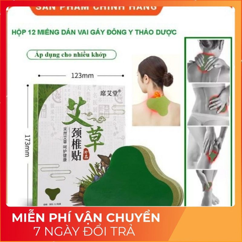 HỘP 12 MIẾNG Cao Dán Vai Gáy Cứu Ngải Nhức Mỏi Xương Lưng Đầu Gối Hiệu Quả