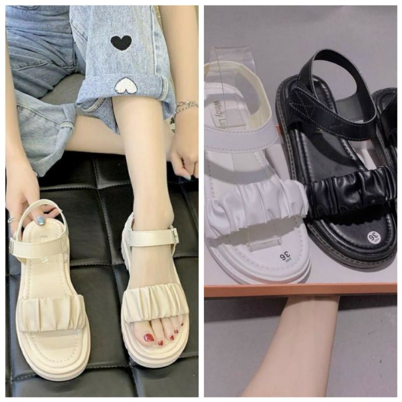 Dép xăng đan nữ cao 3 cm đế cao su siêu nhẹ Mã DE03