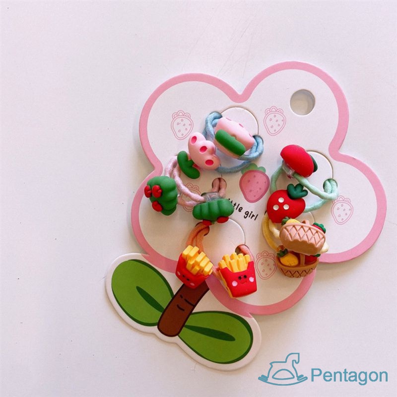 Set 5 Cặp Dây Buộc Tóc Co Giãn Hình Chiếc Lá Nhỏ Xinh Cho Bé Gái