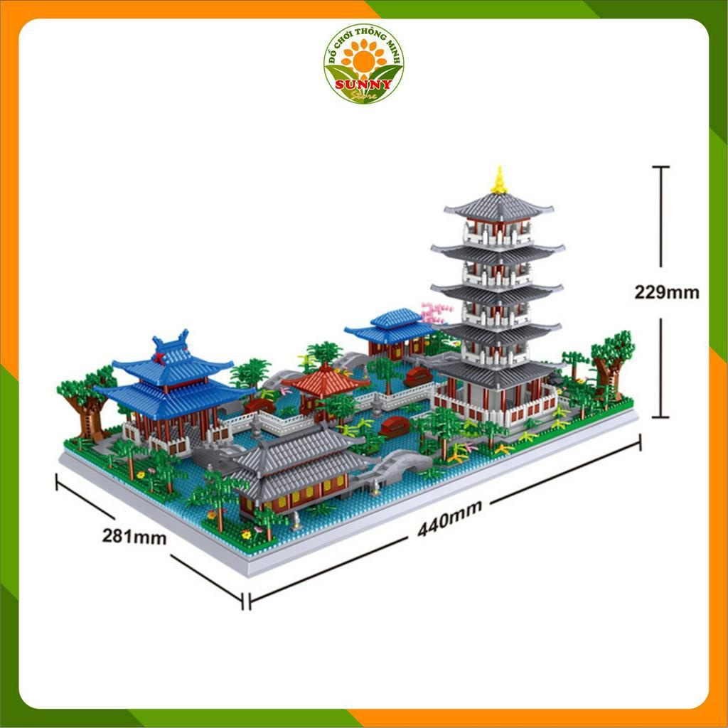 Mô hình lắp ghép 3D Công trình kiến trúc Tây Hồ Hàng Châu tuyệt đẹp - Kích thước: 43x27x31cm - 5186pcs - Sunny