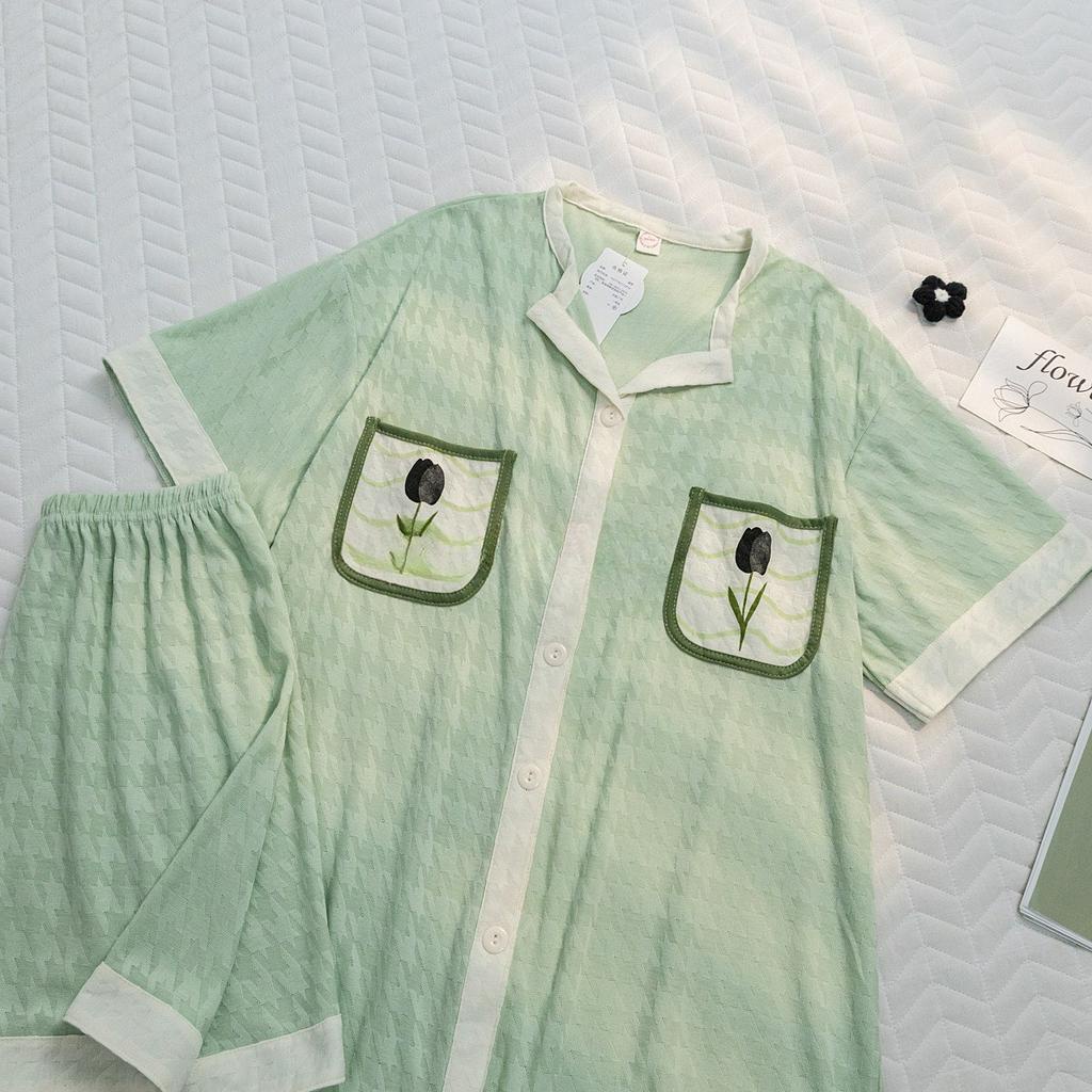 BỘ ĐỒ NGỦ MẶC NHÀ CỘC TAY CỘC GÂN ĐÓA HOA RỰC RỠ HOT TREND HÈ 2023