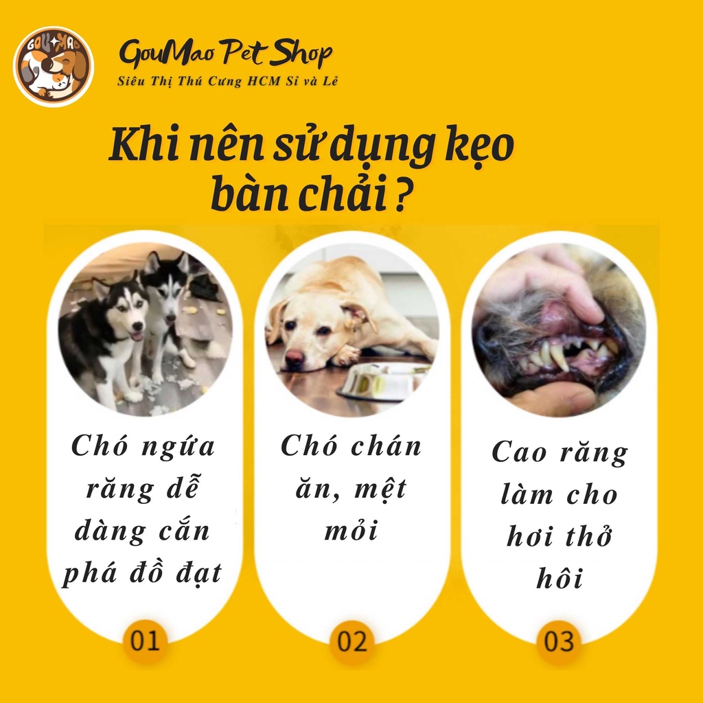 Xương bàn chải tổng hợp, kẹo sạch răng dành cho chó - Goumao pet