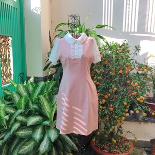 Đầm pink cổ ren nữ tính ( kèm clip + ảnh thật)