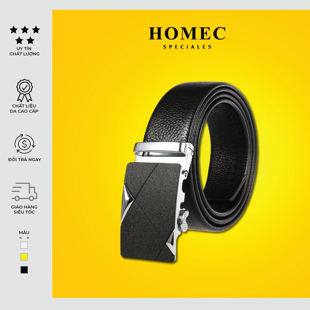 Thắt lưng Nam chất liệu da cao cấp HOMEC 07 khóa tự động kiểu dáng hiện đại - Dây lưng nam cao cấp – HOMEC