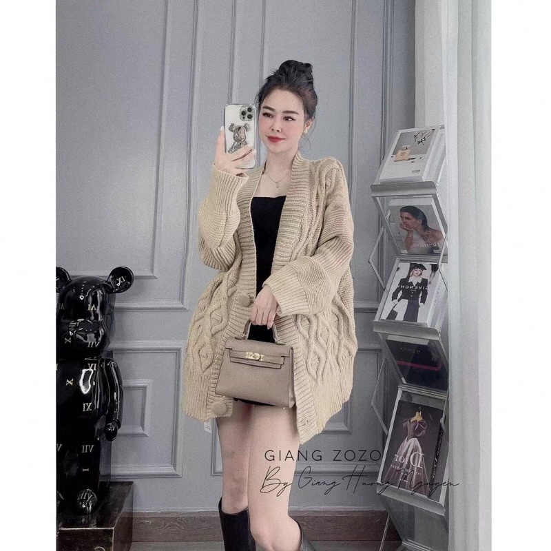 0130. KHOÁC LEN CARDIGAN BASIC VẶN THỪNG KHUY BẢN TO