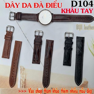 Dây đồng hồ da đà điểu KHÂU TAY cao cấp D104-Da thật BH24tháng[Tặng tool tháo;chốt;khóa,CÓ VIDEO]