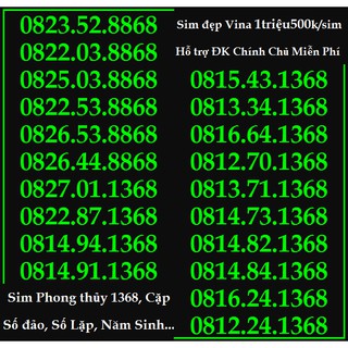 Sim Đẹp VINA GIÁ 1tr500k Năm Sinh,Lặp, Đảo,Phong Thủy...HỖ TRỢ ĐĂNG KÝ CHÍNH CHỦ MIỄN PHÍ HƯỞNG NHIỀU GÓI K.MÃI CỦA VINA