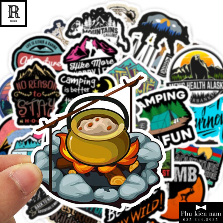 Sticker PVC Chống nước Hình dán Trang Trí Chủ đề Phượt Du lịch Picnic ST042