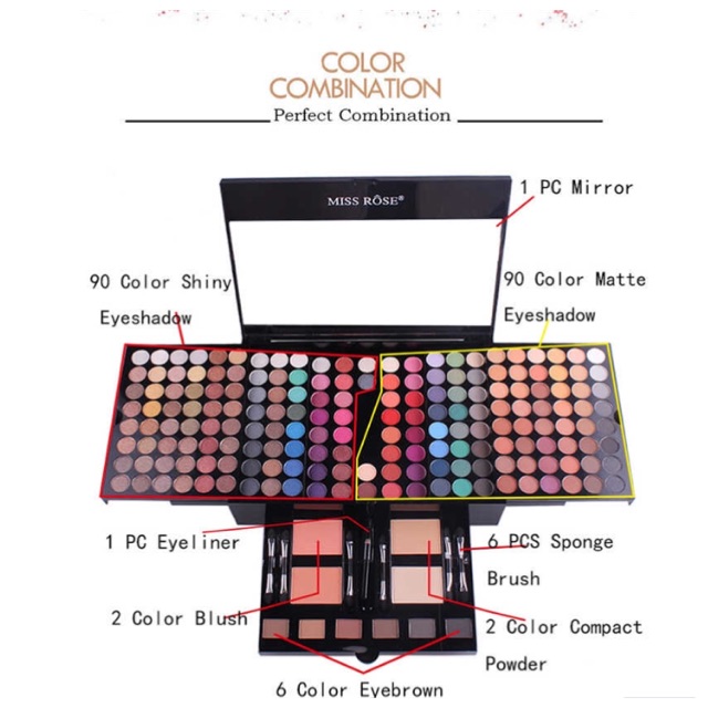 Trả order hộp phấn mắt 180 màu miss rose