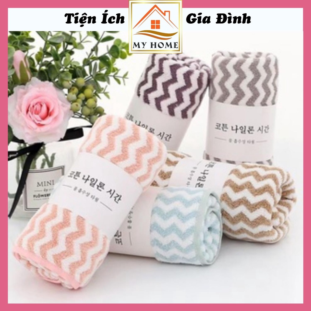 Set 10 khăn mặt kẻ sọc Hàn Quốc, khăn tắm lông cừu mềm mịn cao cấp kích thước 30x50cm