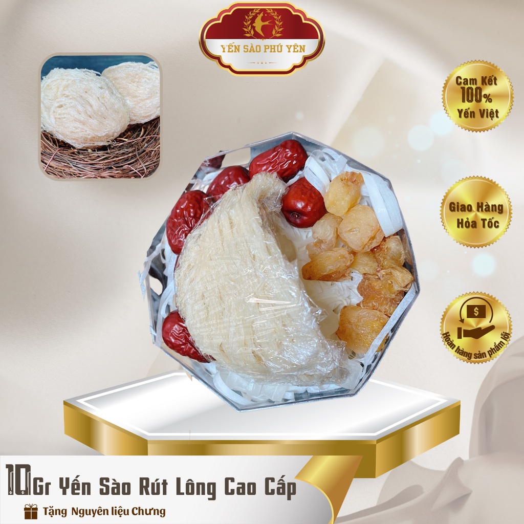 10gr Tổ Yến Sào rút lông định hình nguyên tổ + tặng Saffron + Nguyên liệu Cung Đình!!