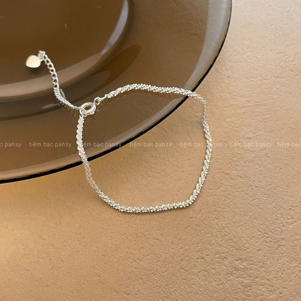 Lắc tay bạc nữ PANSY dây xù bắt sáng lấp lánh, vòng tay nữ bạc 925 cao cấp