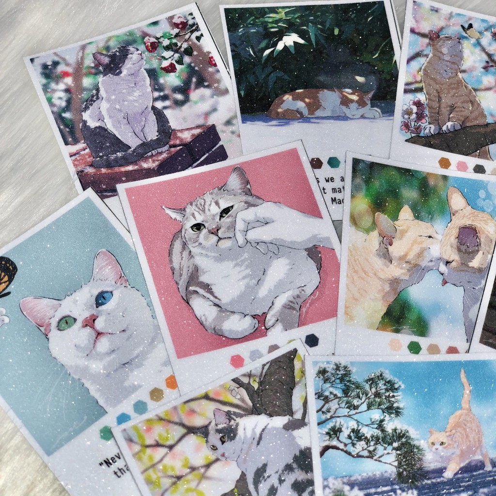 Bộ sticker/hình dán theo chủ đề ảnh phim cán kim tuyến lấp lánh - bullet journal,planner,sổ - tiemtaphoacona
