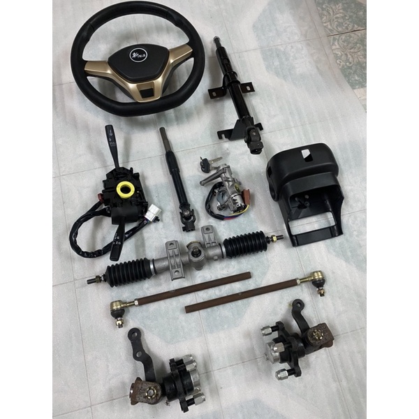 Bộ lái vô lăng xe 4 bánh đầy đủ,mai ơ tim ốc đo vuông 7cm,chéo 10cm,dùng chế xe 4 bánh lái vô lăng