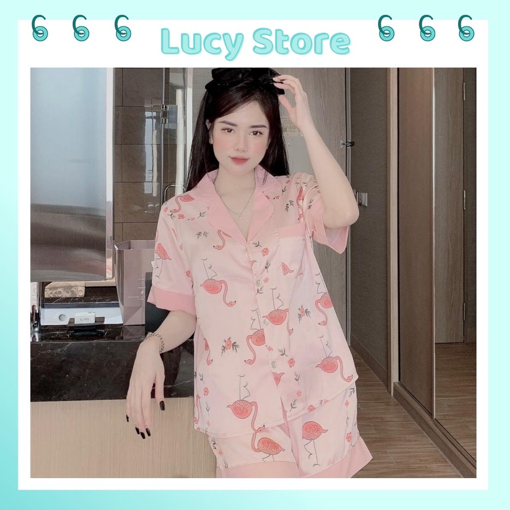 Pijama đồ bộ ngủ bò sữa mặc nhà cộc tay nữ chất lụa mango mát cao cấp Lucy Store