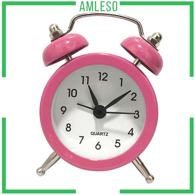 [AMLESO]Battery Powered Quartz Alarm Clock, Loud Twin Bell, Bedside Clocks White