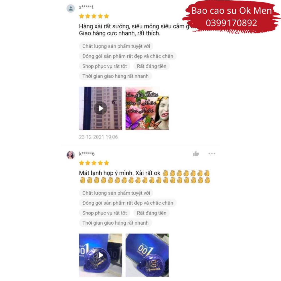 Bao Cao Su OLO 001 Air Thin, BCS Siêu Mỏng Có Gel Mát Lạnh Hộp 10BCS