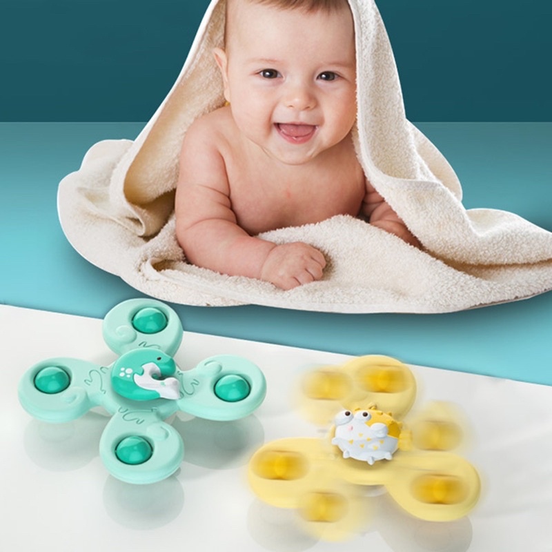Đồ Chơi Con Quay Spinner Có Cốc Hút Dính Tường Cho Bé Dễ Thương Chất Liệu Nhựa ABS An Toàn Loại 2-3-4 Cánh CQ01