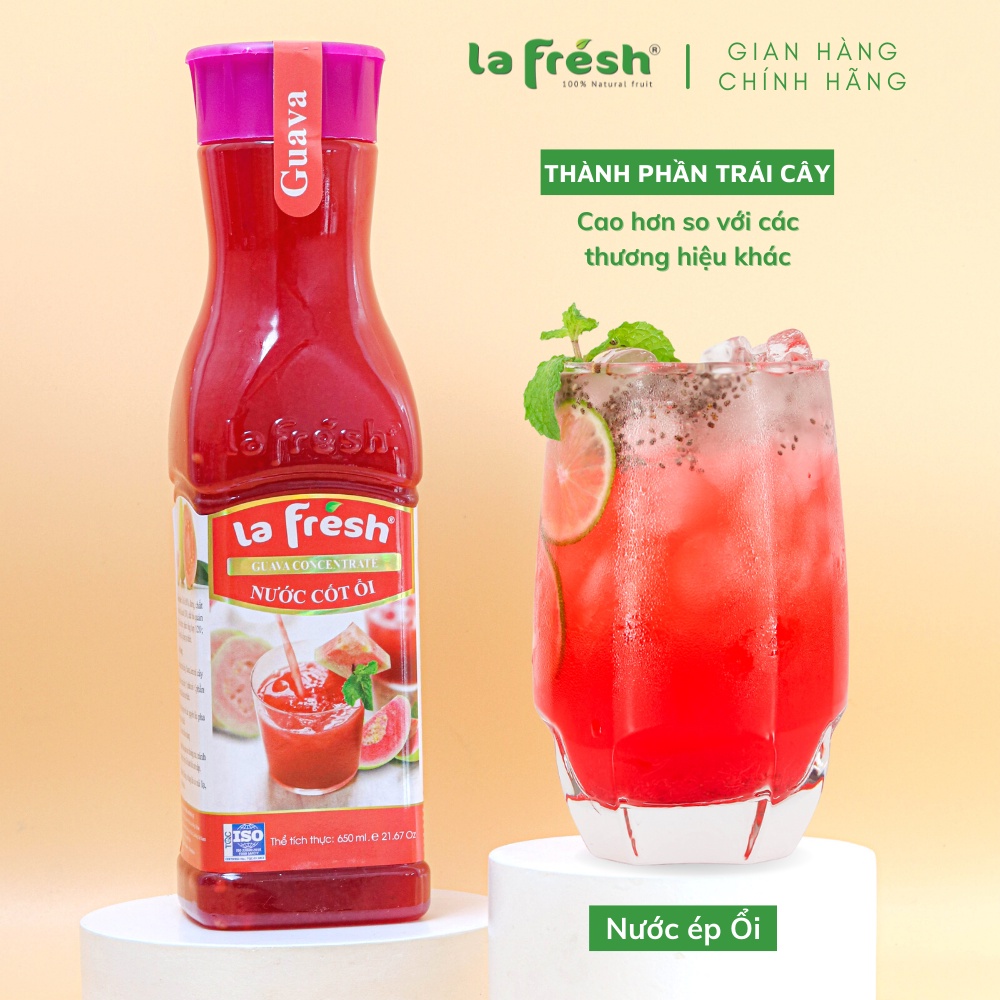 Nước Cốt Ổi Lafresh Đà Lạt Chai 650ml - Chuyên dùng pha chế