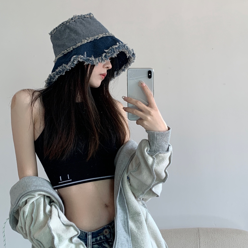 Nón Tai Bèo Denim Thời Trang Retro Nhật Bản Cao Cấp