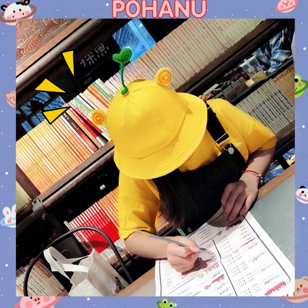 Mũ maruko nữ Pohanu nón tai bèo rộng vành mầm cây đáng yêu MR02