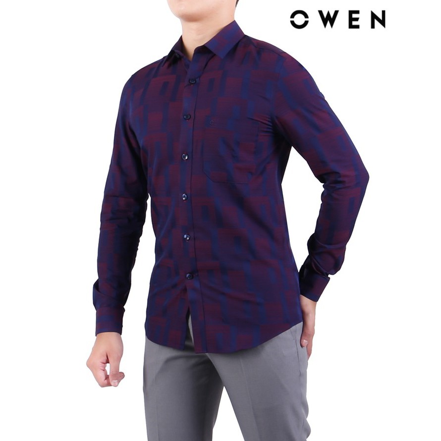 Áo sơ mi dài tay nam Owen Tím họa tiết - AS91311D