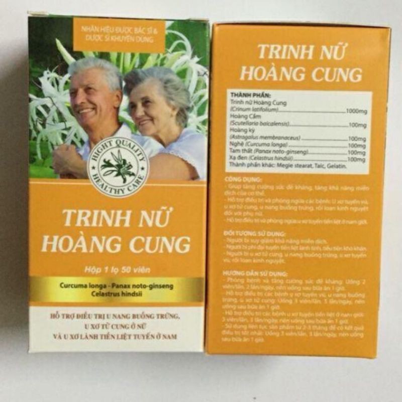 Trinh Nữ Hoàng Cung Hỗ trợ điều trị u xơ tử cung, u nang buồng trứng, u xơ tuyến tiền liệt hộp 50 viên