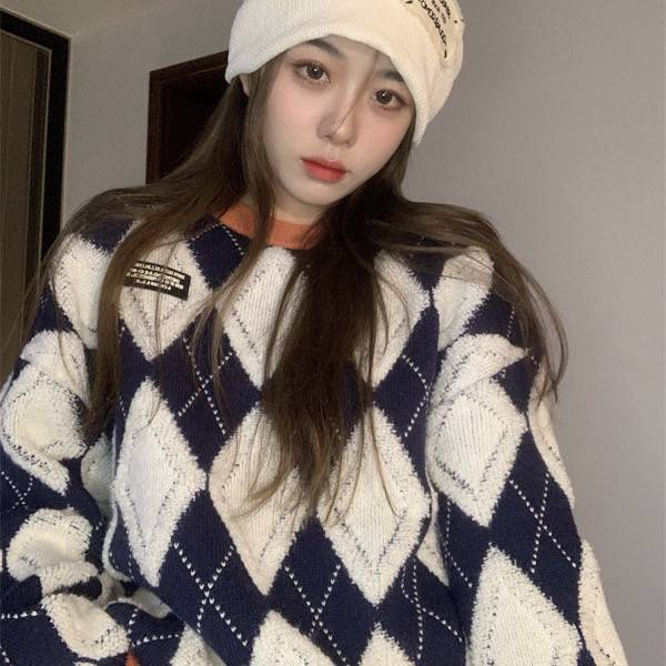 Áo Sweater Dệt Kim Form Rộng Phong Cách Nhật Bản
