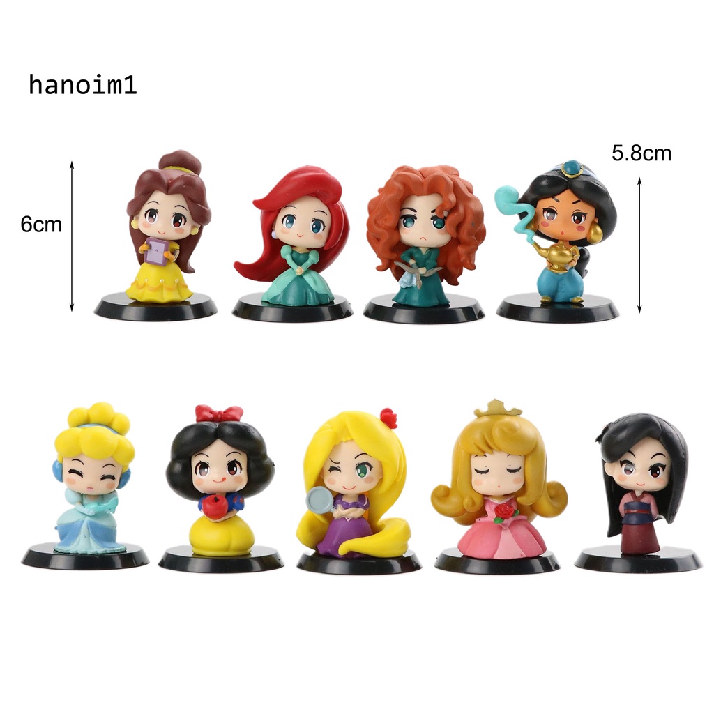 Set 9 Mô Hình Nhân Vật Công Chúa Bạch Tuyết / Nàng Tiên Cá / Lọ Lem / Nàng Tiên Cá Xinh Xắn