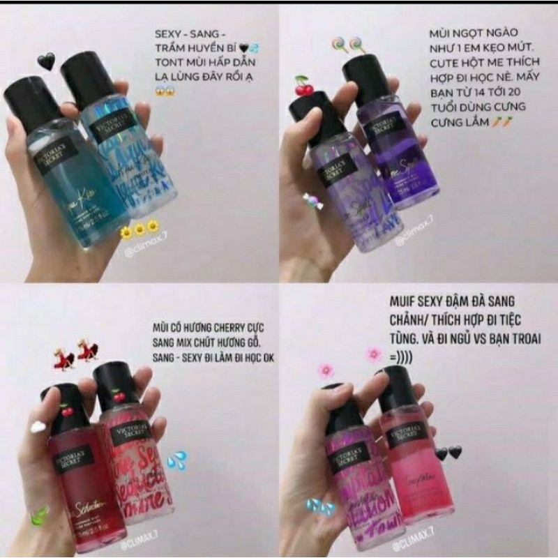 Xịt Victoria - Set 2 món xịt thơm toàn thân Mini Victoria Secret có Kim Tuyến 75ml | BigBuy360 - bigbuy360.vn