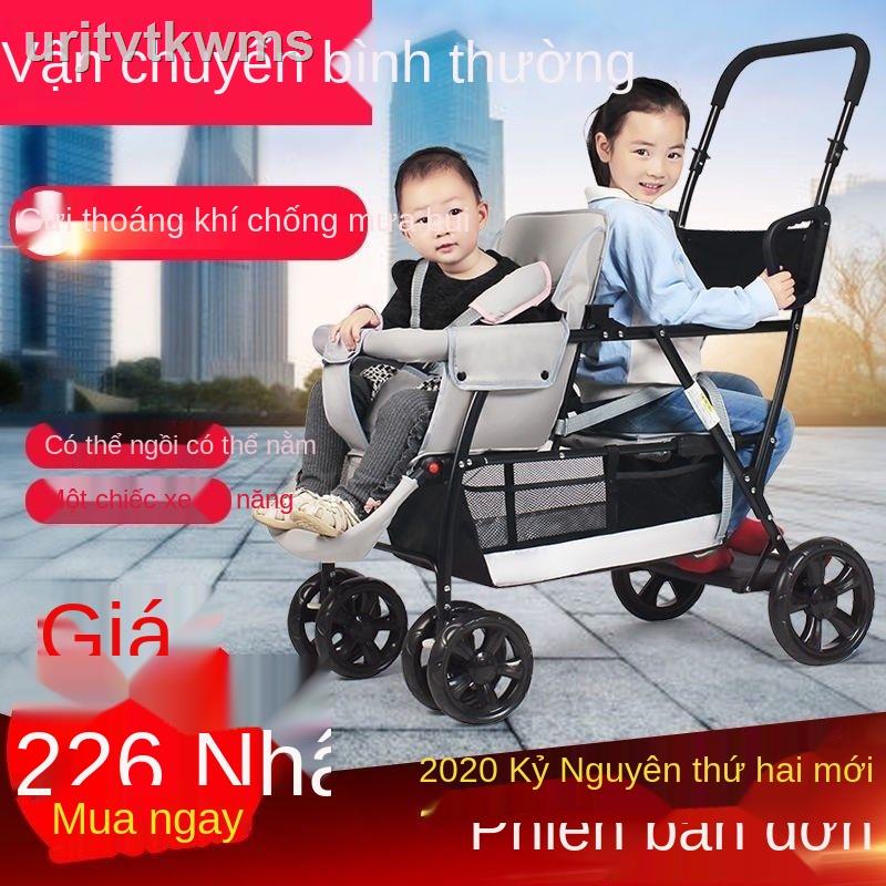 Đích thực đôi xe đẩy em bé phía trước và sau ngồi nhẹ trẻ thứ hai có thể nằm xuống