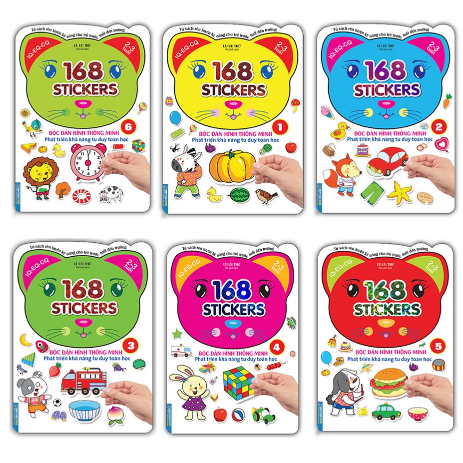 Sách- Combo Bóc dán hình thông minh phát triển khả năng tư duy toán học - 168 sticker (6 cuốn )