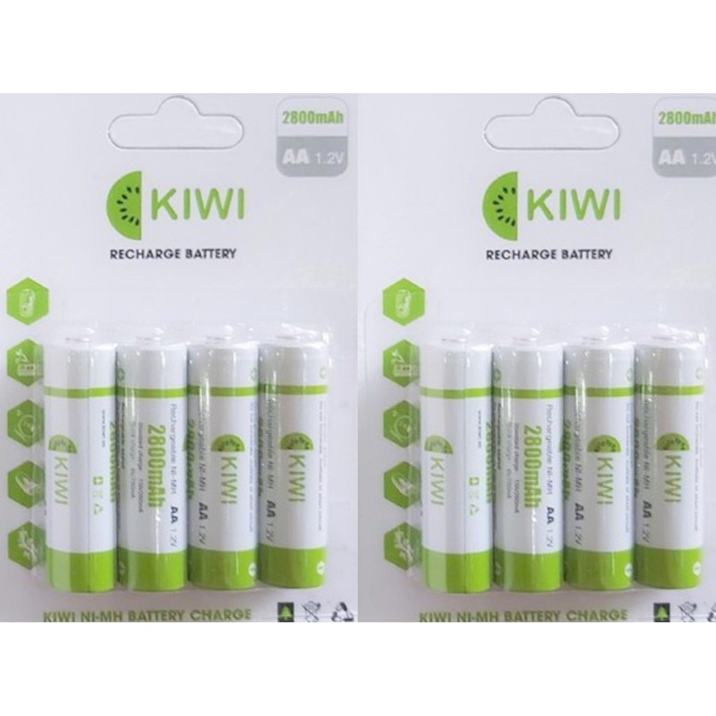 Pin sạc AA Kiwi 2800mAh vỉ 4 viên - hàng chính hãng dùng cho micro, máy ảnh, chuột không dây