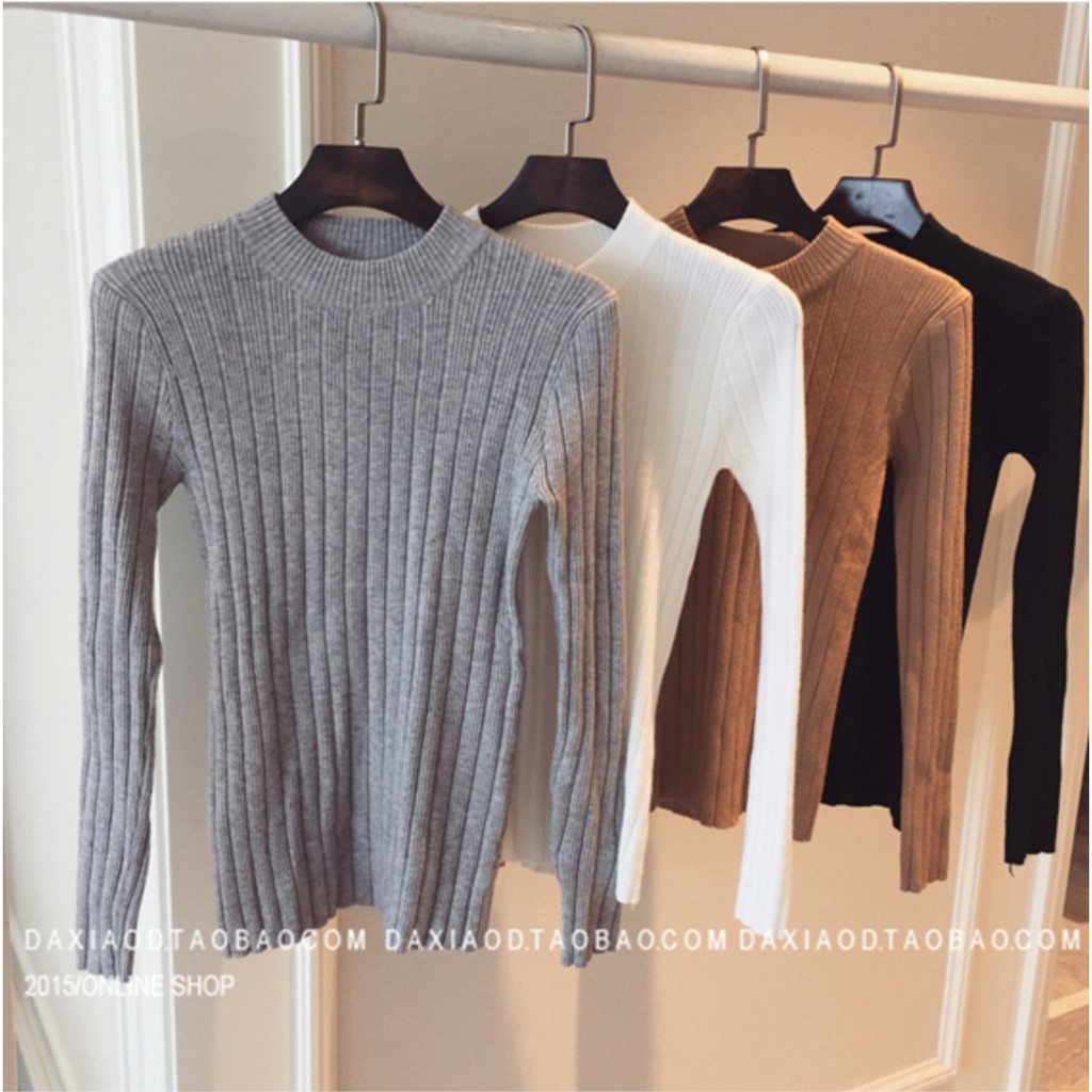 Áo len nữ gân cổ tròn tay dài kiểu ôm chất đẹp phong cách Hàn quốc AL08 | BigBuy360 - bigbuy360.vn