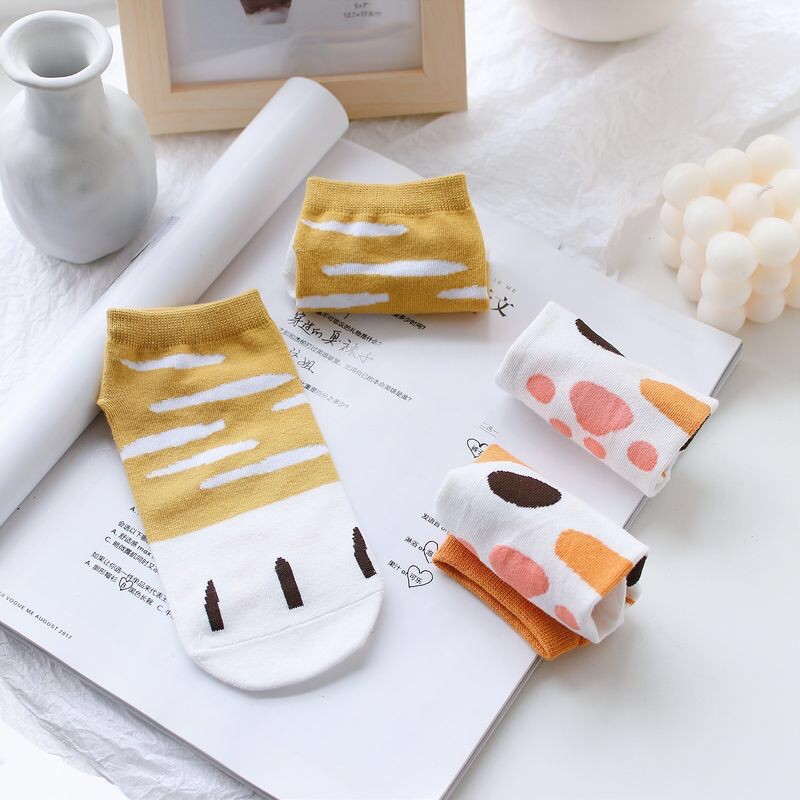 TẤT/VỚ CỔ NGẮN HOẠ TIẾT CHÂN MÈO CUTE❤️ CHẤT LIỆU COTTON 100% PHÙ HỢP ĐI MÙA HÈ