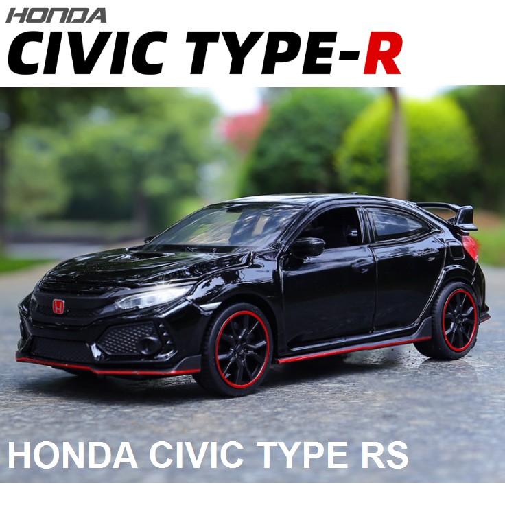 Mô hình xe ô tô Honda Civic RS type R tỉ lệ 1:32 xe đồ chơi trẻ em bằng kim loại, có đèn và âm thanh động cơ