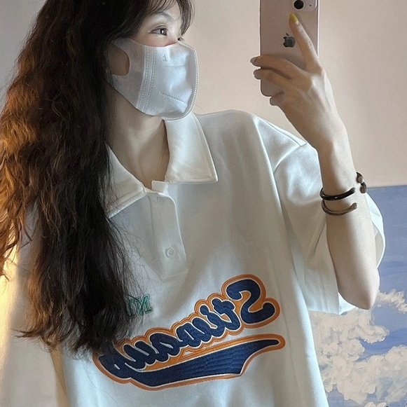 Áo Polo Tay Lỡ Form Rộng Stiw, Áo Phông Nữ Chất Cotton Lên Form Đẹp Freesize