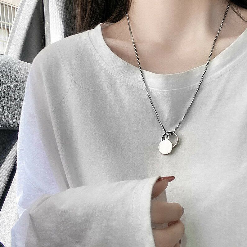 Vòng cổ mặt hình đĩa tròn phong cách hip hop cho nam và nữ