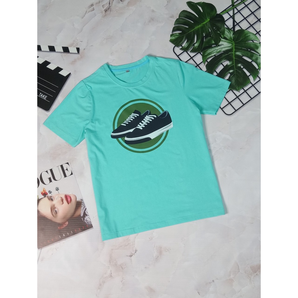 Áo thun Nam in họa tiết đôi giày chất liệu cotton 100% co giãn 4 chiều