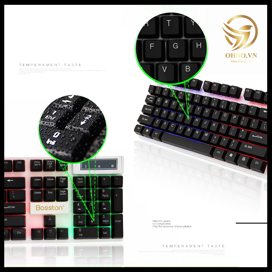 Bàn Phím Có Dây Đèn Led Bosston 808 Bàn Phím Máy Tính Chơi Game Giả Cơ Gaming