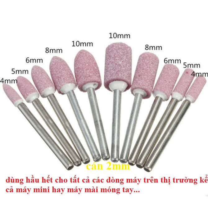 10 mũi đá mài mini chân 2mm dùng cho tất cả các loại máy kể cả máy mài nail hay máy mài mini