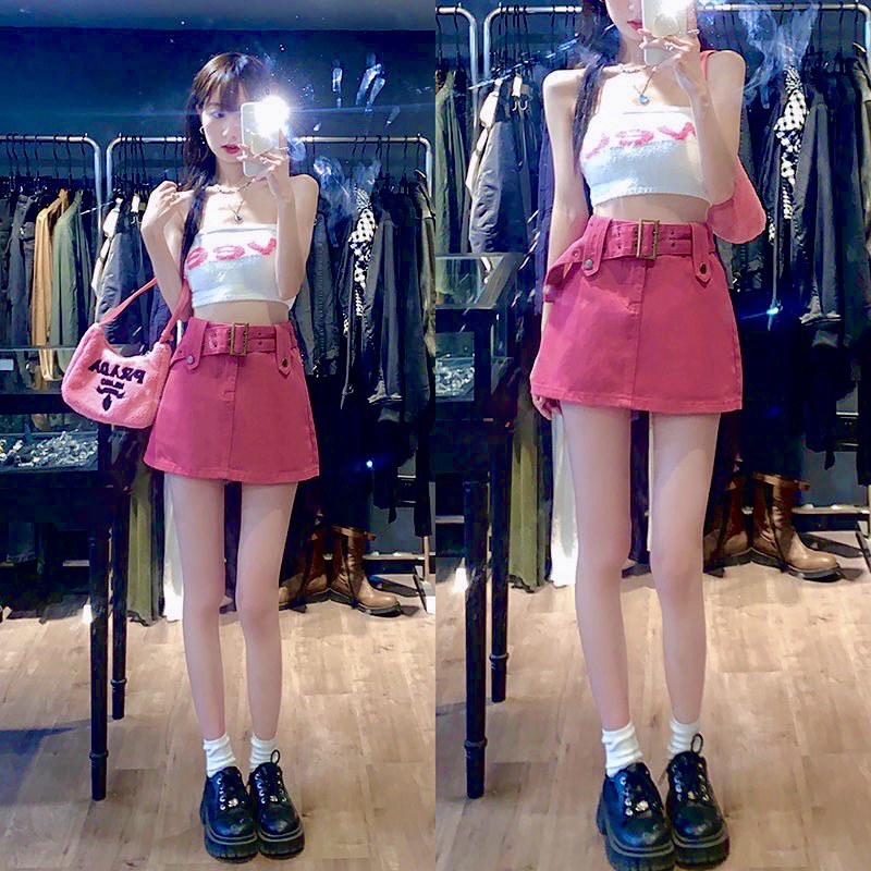 Chân váy jean ngắn lưng cao phong cách thời trang cho nữ .alohashop91