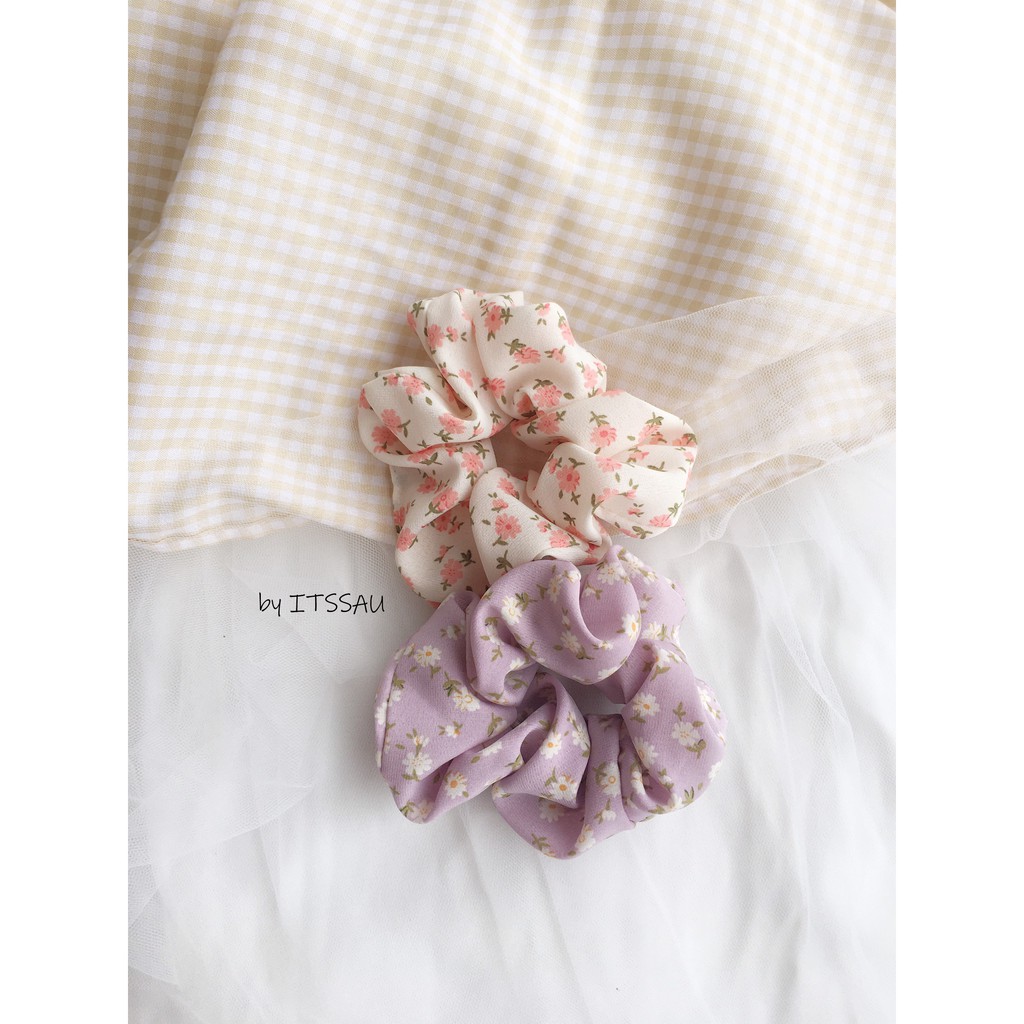 Scrunchies chun buộc tóc vải hoa trà mã 1001 | BigBuy360 - bigbuy360.vn
